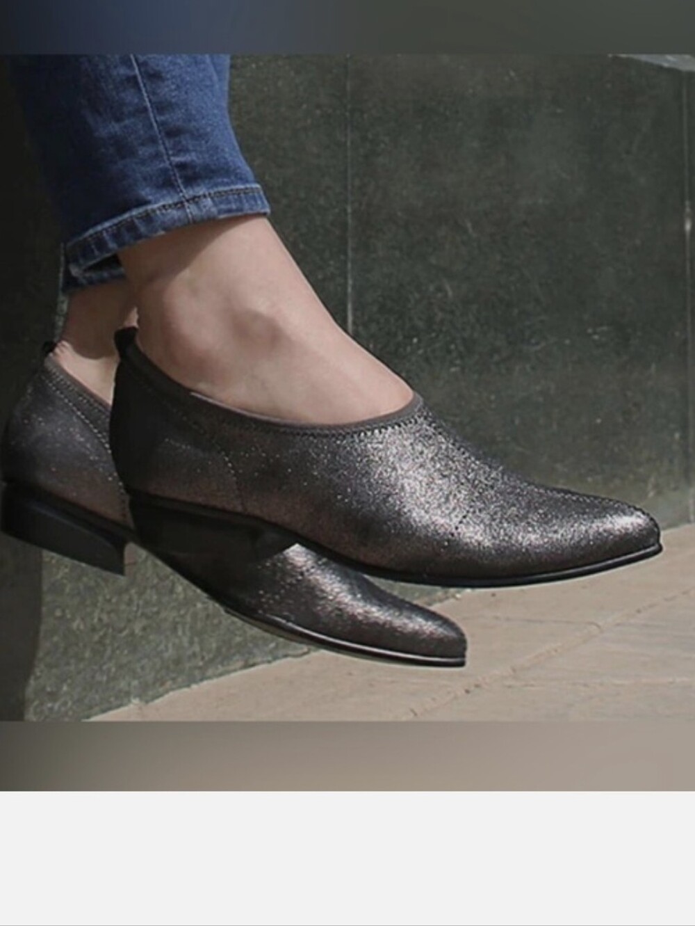 Naked Feet Caldi Pointed Toe Pump in Pewter Leather Size 8.5